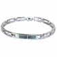 Silver Iris Blossom Inlay Link Bracelet for Him