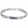 Silver Iris Blossom Inlay Link Bracelet for Him