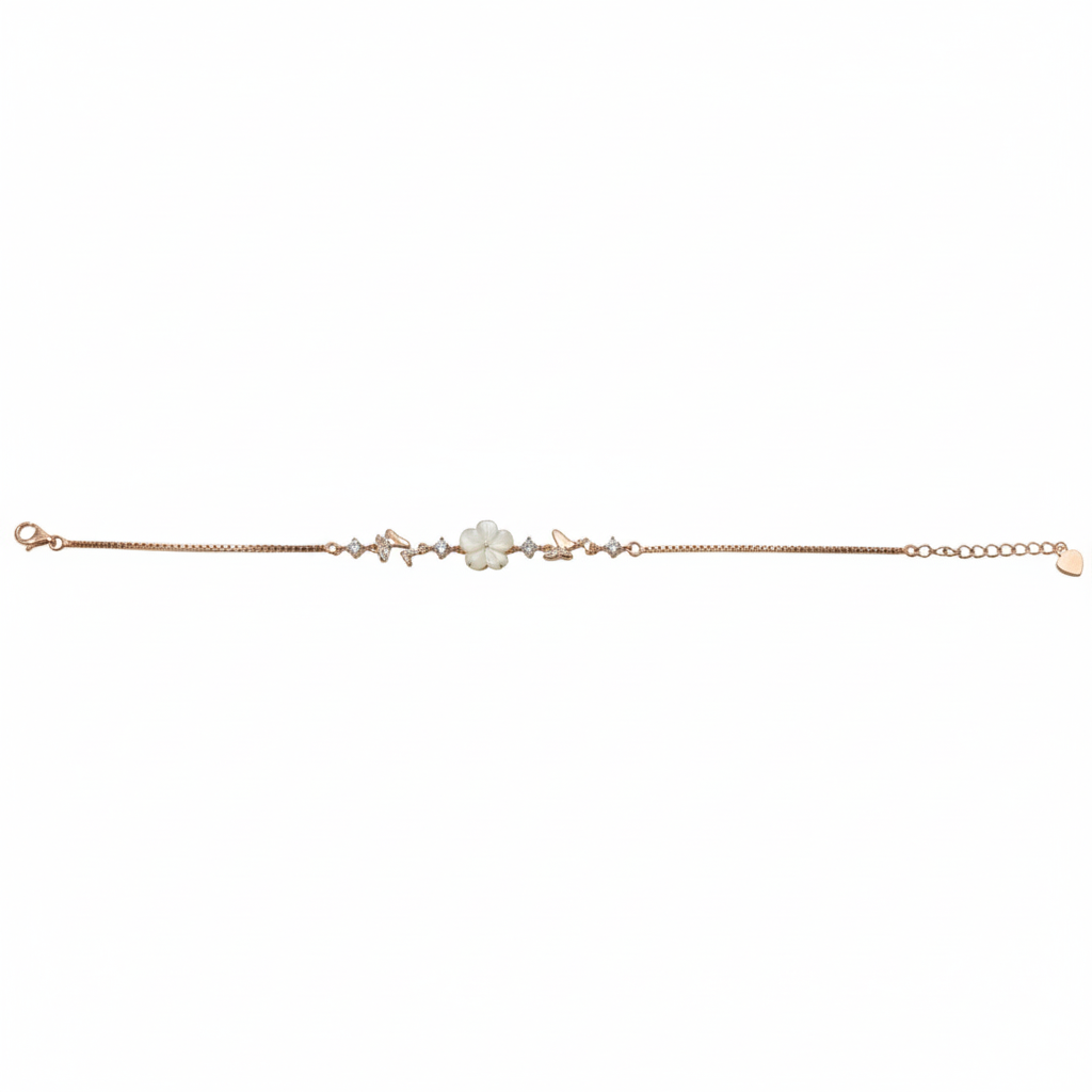 Rose gold Mother of Pearl Butterfly chain bracelet