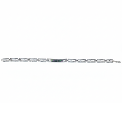 Silver Iris Blossom Inlay Link Bracelet for Him