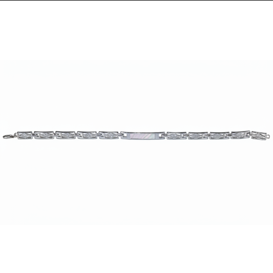 Silver Mother Of Pearl Geometric Bracelet for Him