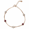 Rose gold Ruby and CZ Chain Bracelet for her