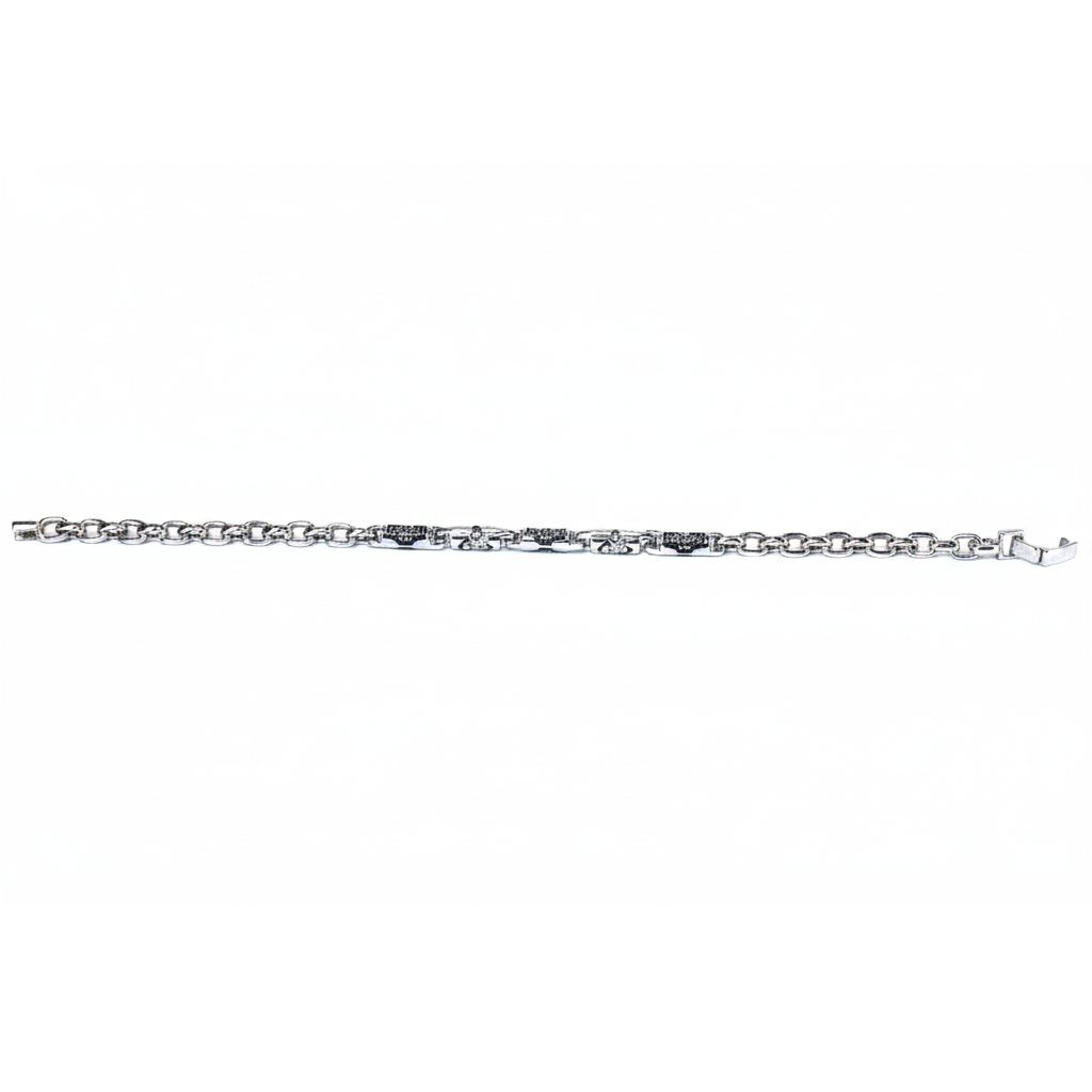 Silver Intricate Motif Bracelet for Him