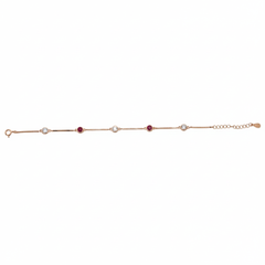 Rose gold Ruby and CZ Chain Bracelet for her