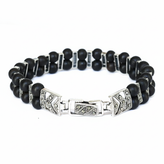 Silver Sacred Harmony Tulsi Men's Hand Bracelet