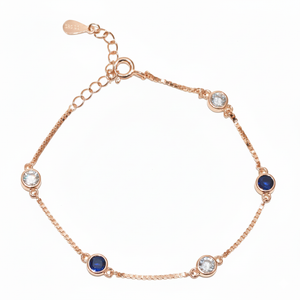 Rose gold Blue Sapphire and CZ Chain Bracelet for her