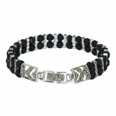 Silver Divine Rudraksha Double Row Bracelet for Him