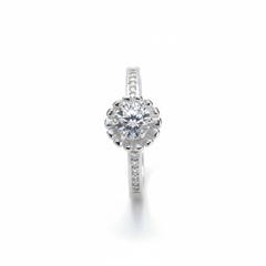 Silver Solitaire Crown Ring