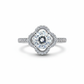 Silver Clover Halo Solitaire Engagement Ring
