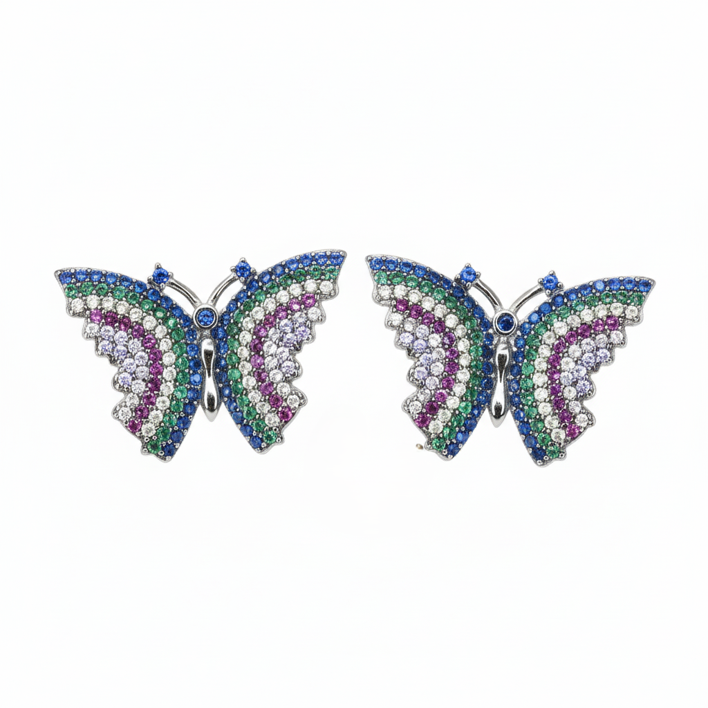 Silver Vibrant Multi Colour Pendant Set
