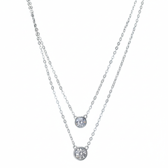 Silver Minimalist Two-Layer Solitaire Necklace