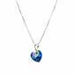 Silver Deep Blue Swan Heart Crystal Pendant