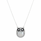 Silver Wise Owl Necklace pendant with Mother of Pearl and CZ