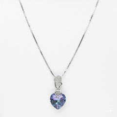 Silver Intertwined Hearts Mystic Crystal Necklace