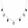 Silver Deep Blue Marquise & Teardrop Dangle Necklace for her