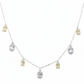 Silver Oval yellow and White stone charms Necklace