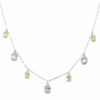 Silver Oval yellow and White stone charms Necklace