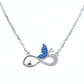 Silver Blue love Infinity Butterfly Pendant Necklace