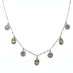 Silver Sparkling Citrine and Halo Drop Necklace
