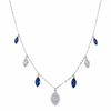 Silver Cascading Blue Marquise Drop Necklace