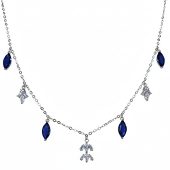 Silver Lively Blue Marquise Necklace
