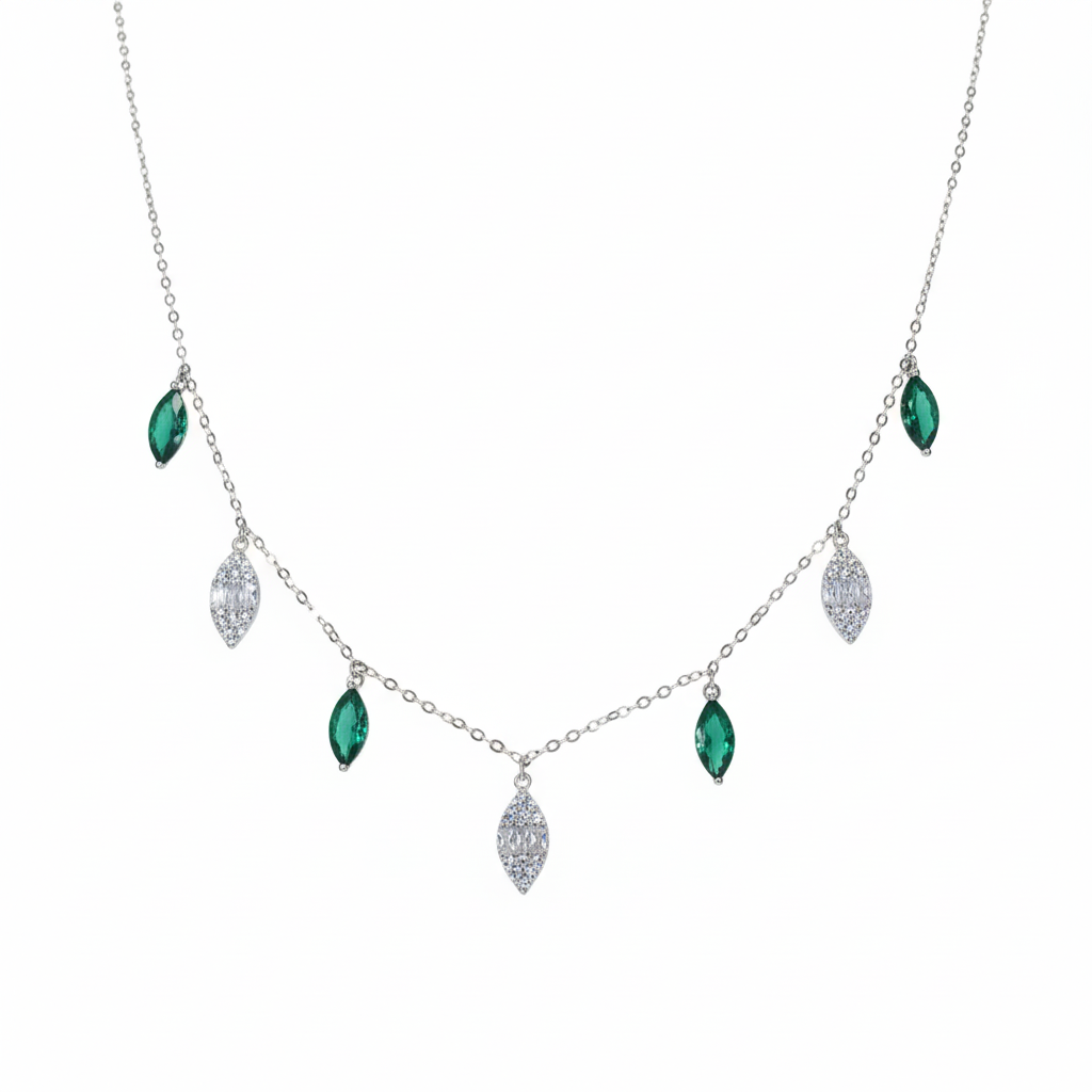 Silver Cascade Marquise Necklace For Her
