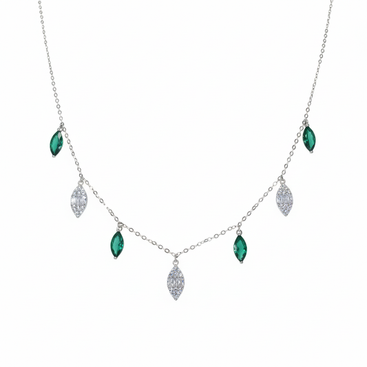 Silver Cascade Marquise Necklace For Her