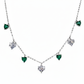 Silver Heart Cosmos Green Necklace