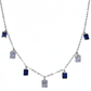 Silver Sapphire Blue Baguette Necklace