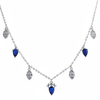 Silver Royal Regal Blue Bloom Necklace For Her