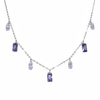 Silver Rectangular Rich Purple Necklace