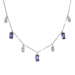 Silver Rectangular Rich Purple Necklace