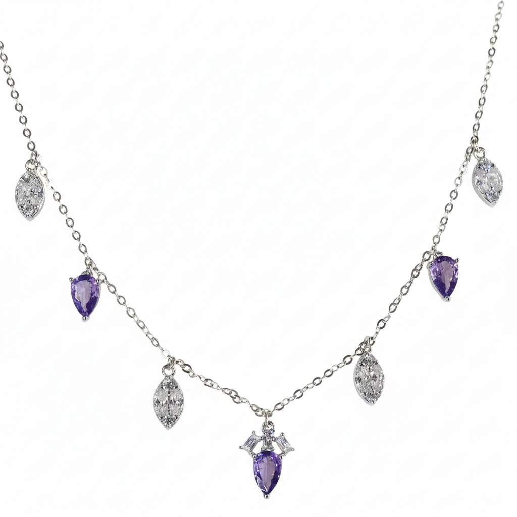 Silver Dazzling Blue Necklace