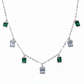 Silver Green Bar Pave Necklace
