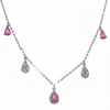 Silver Pink Stone Tear Drop Necklace