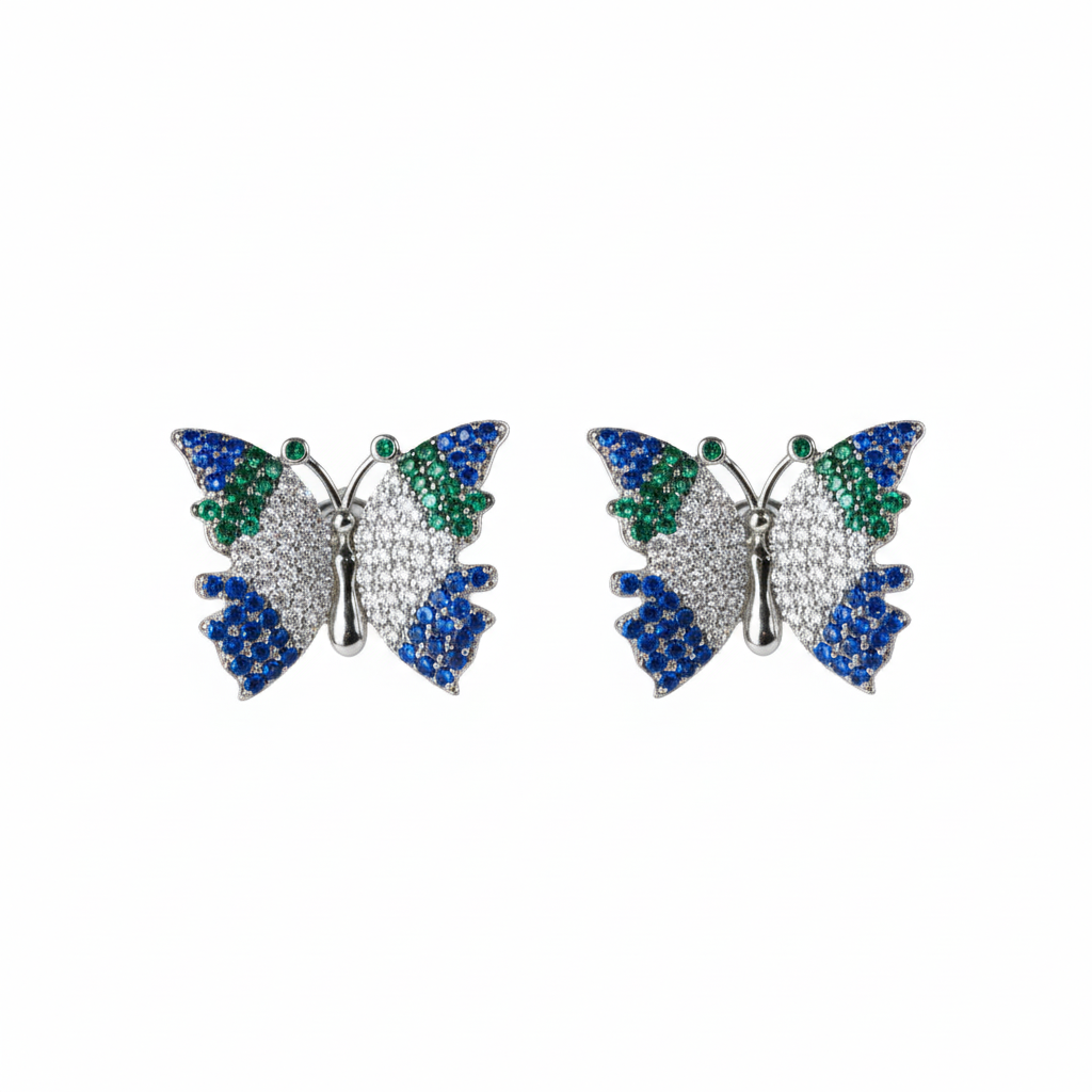 Silver Virtue Blue Butterfly Set
