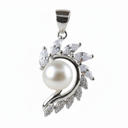 Silver Royal Pearl Marquise Design Pendant set for her