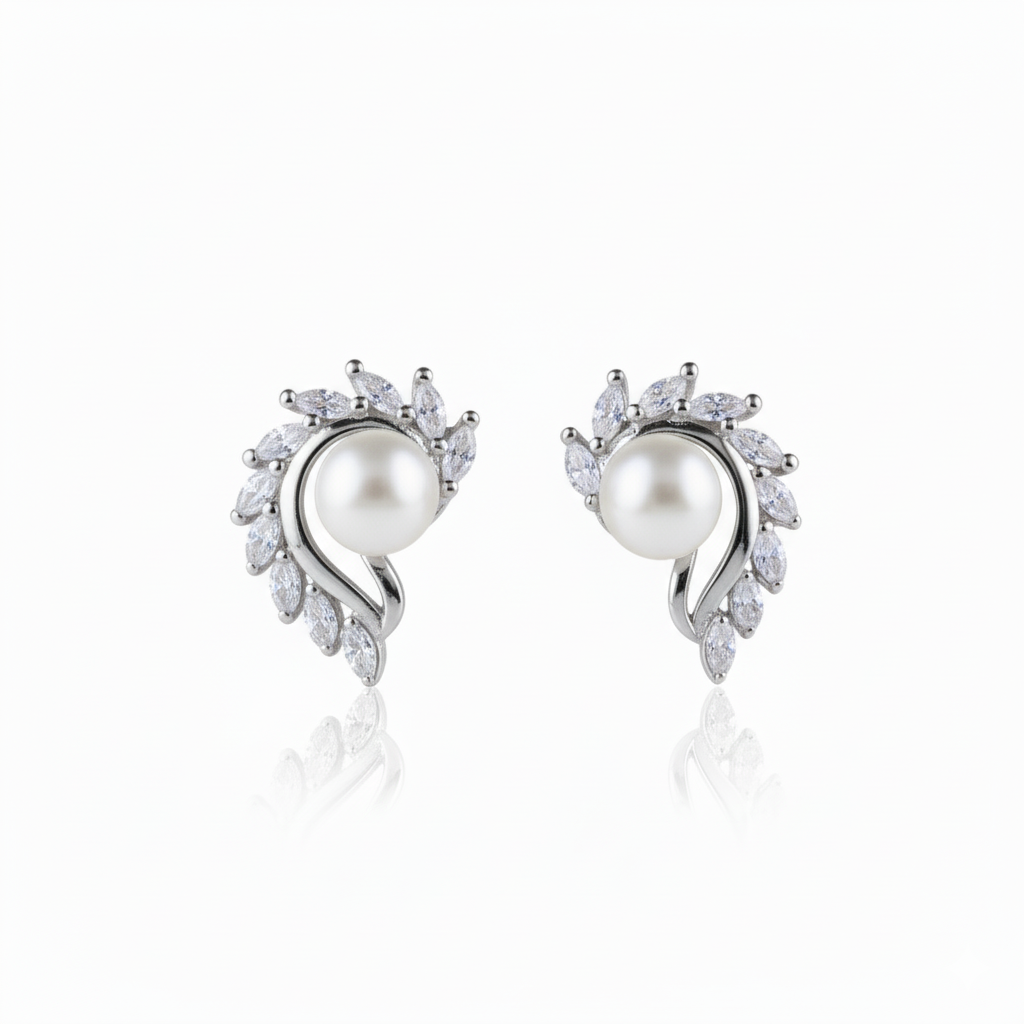 Silver Royal Pearl Marquise Design Pendant set for her