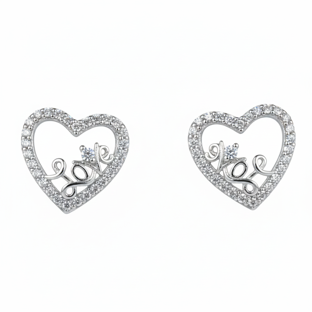 Silver Eternal Love written Heart Pendant set for her