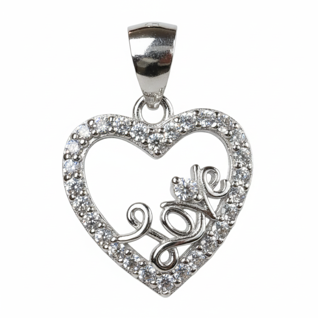 Silver Eternal Love written Heart Pendant set for her
