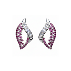 Silver Ruby Leaf Luxury Pendant & Earrings Set for her