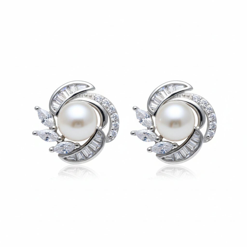 Silver Fancy Pearl Shimmering Pendant set