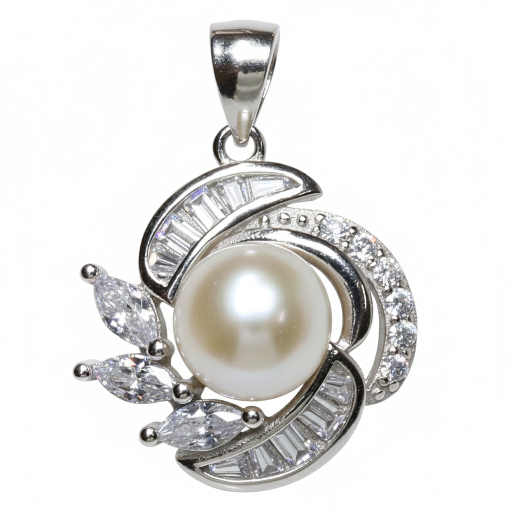 Silver Fancy Pearl Shimmering Pendant set