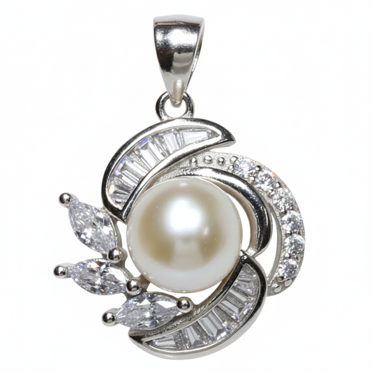 Silver Fancy Pearl Shimmering Pendant set