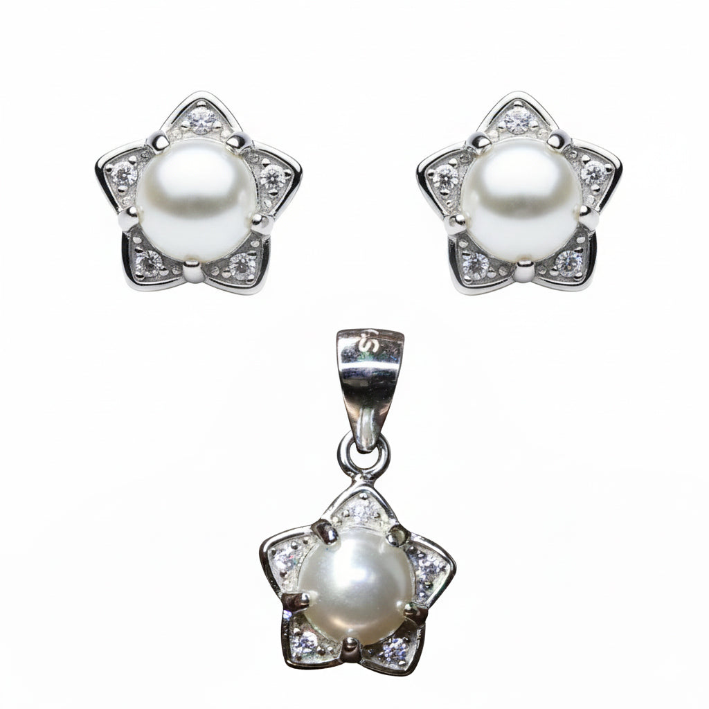 Silver Starlight Pearl Pendant Set for her