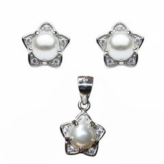 Silver Starlight Pearl Pendant Set for her