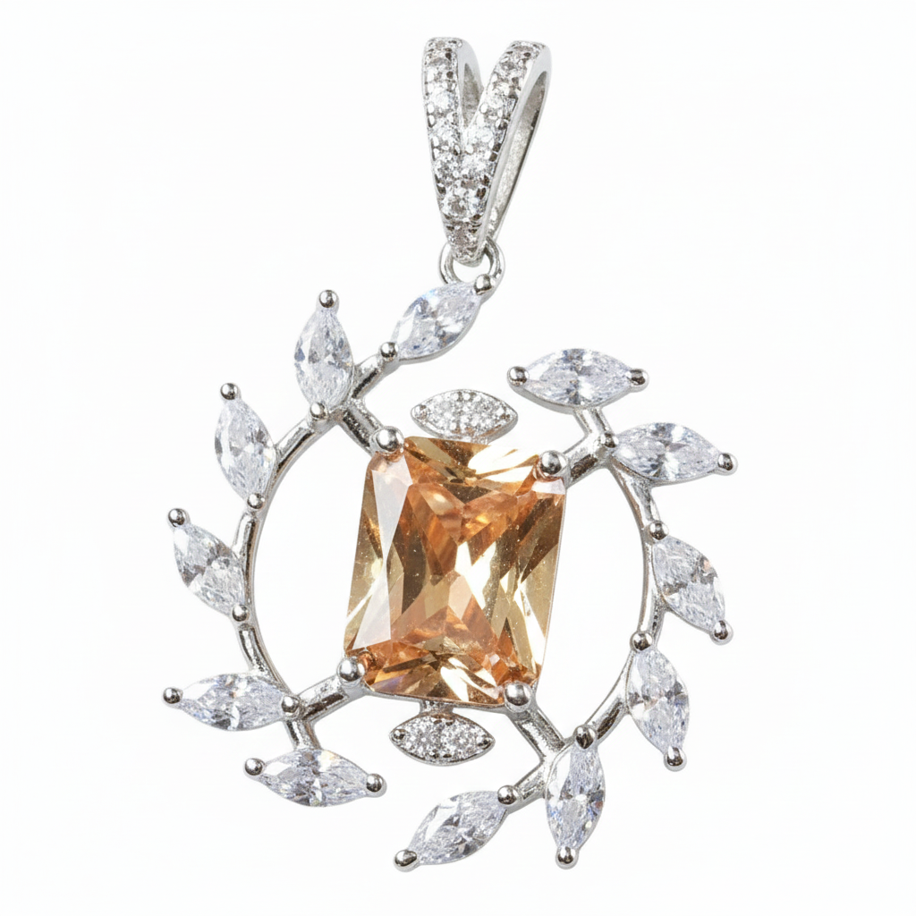 Silver Golden twilight Marquise stone Pendant set