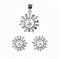 Silver Heart Radiant sunshine Pearl Pendant set