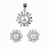 Silver Heart Radiant sunshine Pearl Pendant set