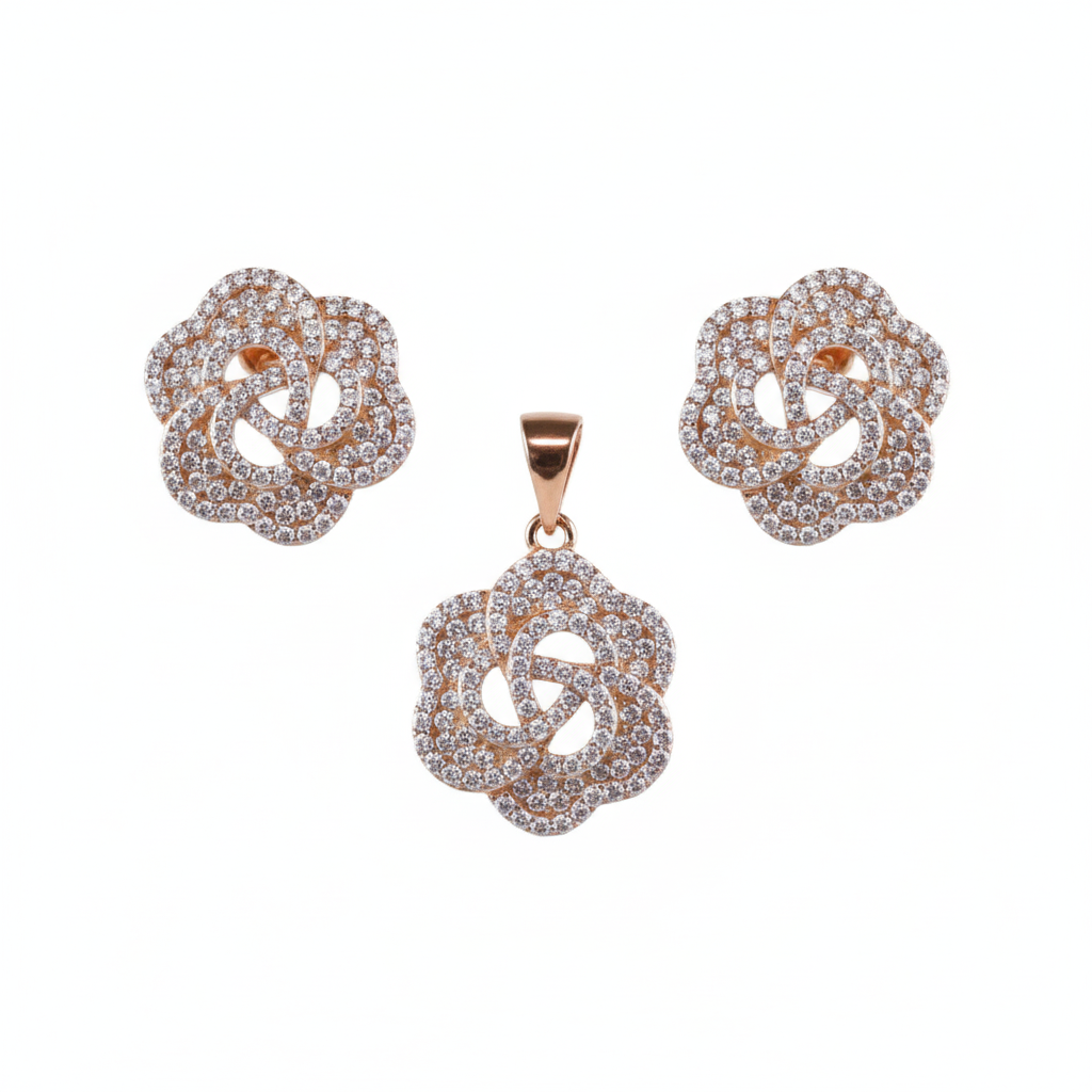 Rose gold Blooming Pendant set for her